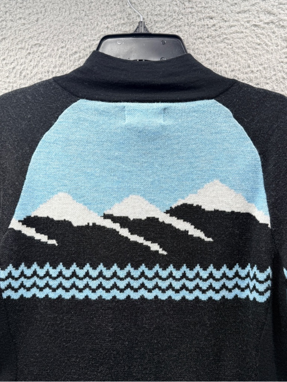 Icelandic Design Navy Blue Art-to-Wear Zip-Up Cardigan Sweater 100% Wool Size L - Picture 8 of 11